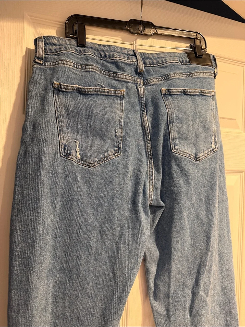 Men's Straight Light Blue Distressed Jeans